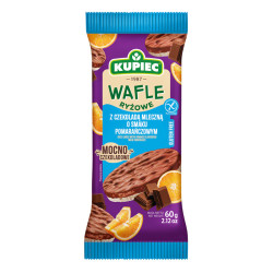 Wafle ryżowe w czekoladzie mlecznej o smaku pomarańczowym 60g